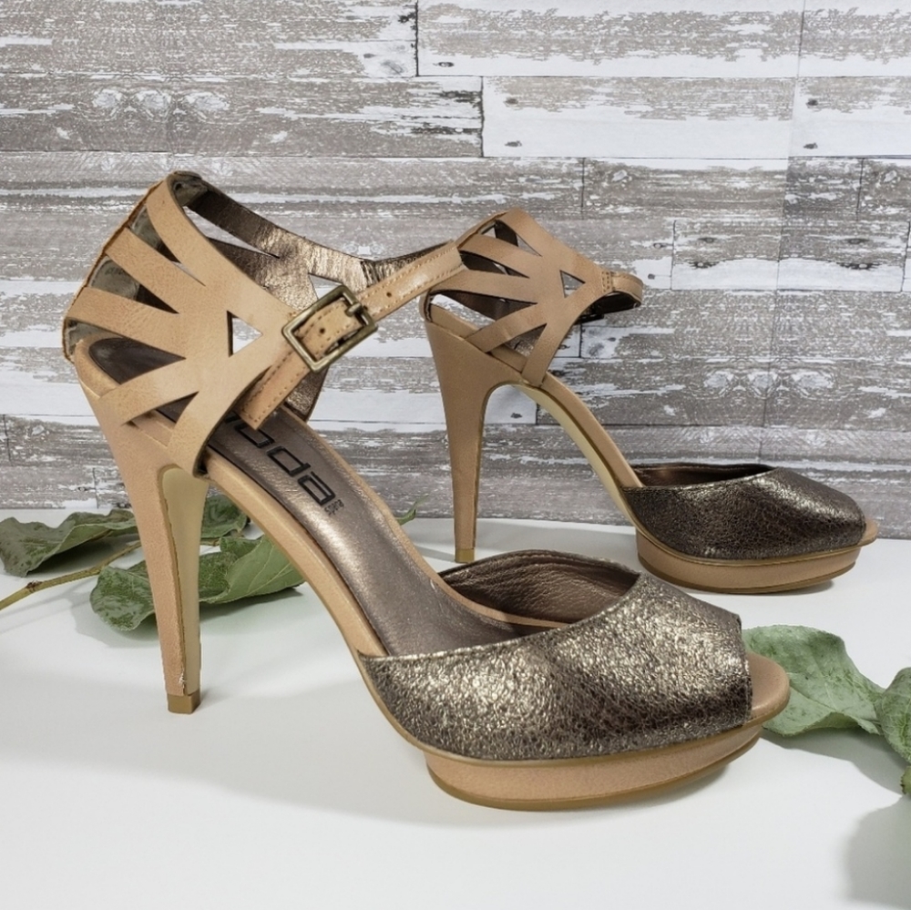 Moda Open Toe Metallic Cage Platform Hee… - Picture 2 of 13